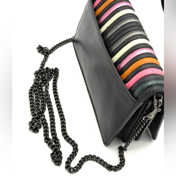 Coach 1941 Foldover Chain Clutch Crossbody Quilted Striped 27091 - Picture 13 of 16